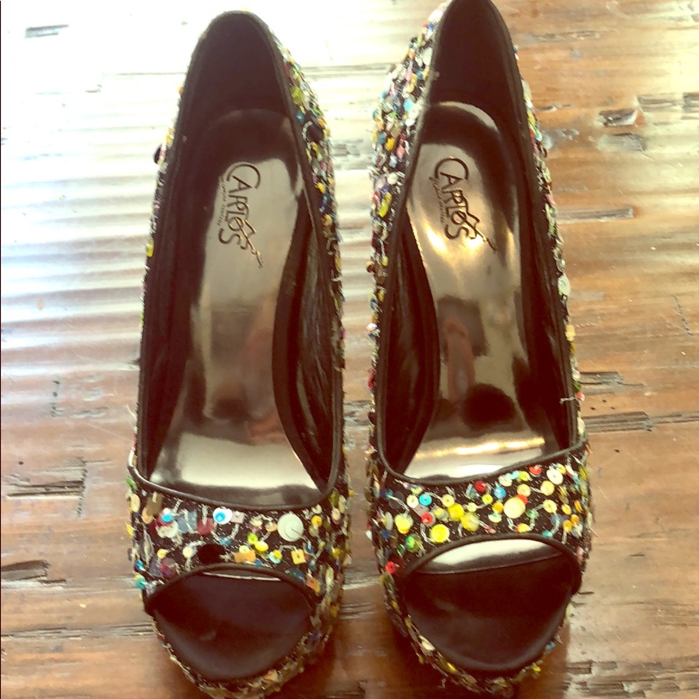 Carlos Santana sequined platform heels